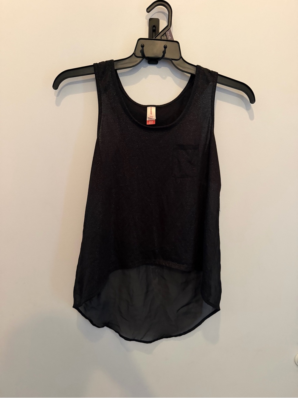 No Boundaries Sparkly Black Sheer High-Low Tank Top